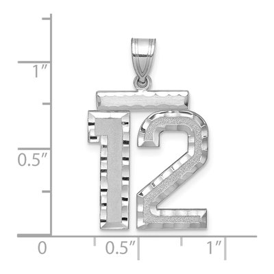 14K White Gold Number 12 Pendant – view 2