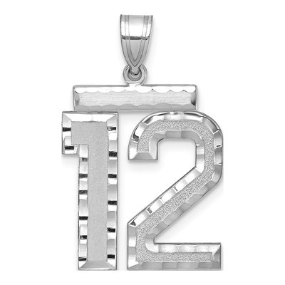 14K White Gold Number 12 Pendant