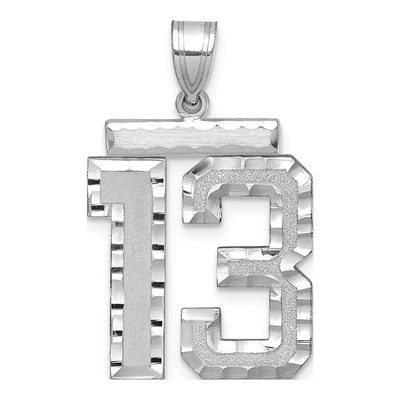 14K White Gold Number 13 Pendant