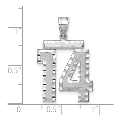 14K White Gold Large Number 14 Pendant – view 4