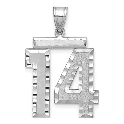 14K White Gold Large Number 14 Pendant