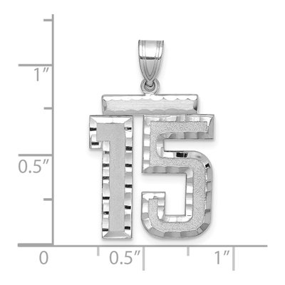 14K White Gold Number 15 Pendant – view 2