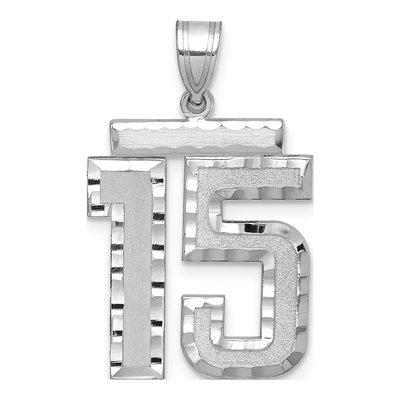 14K White Gold Number 15 Pendant