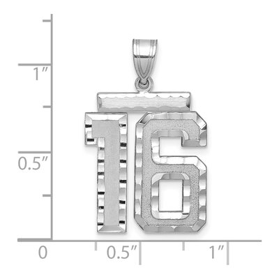 14K White Gold Number 16 Pendant – view 2