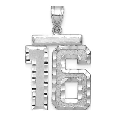 14K White Gold Number 16 Pendant