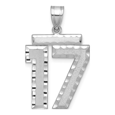14K White Gold Number 17 Charm