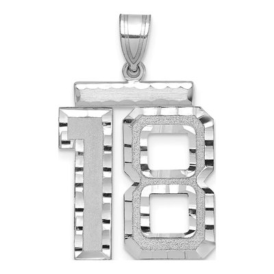 14K White Gold Number 18 Charm