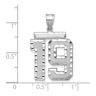 14K White Gold Large Number 19 Pendant – view 2