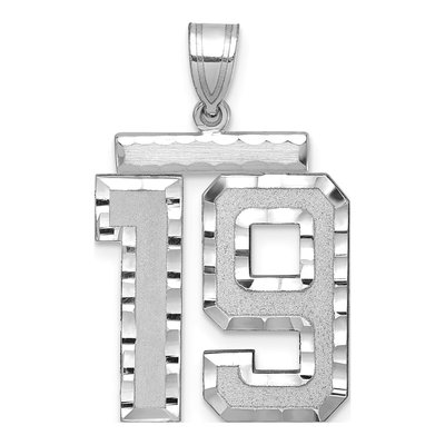 14K White Gold Large Number 19 Pendant