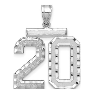 14K White Gold Number 20 Pendant