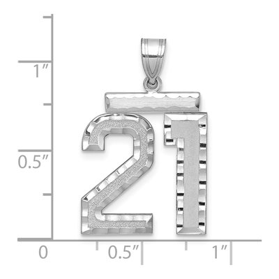 14K White Gold Large Number 21 Pendant – view 2