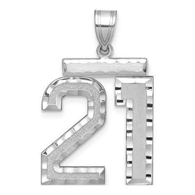 14K White Gold Large Number 21 Pendant