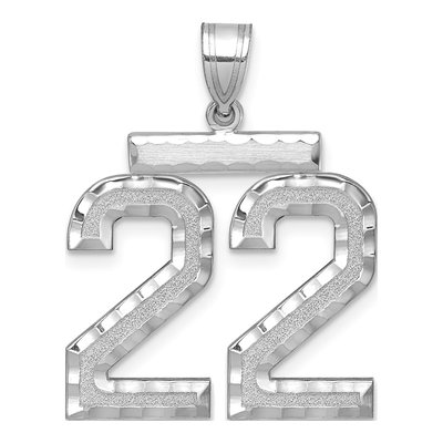 14K White Gold Large Number 22 Pendant
