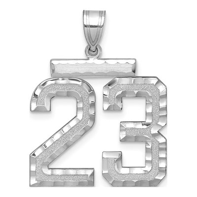 14K White Gold Number 23 Pendant
