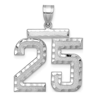 14K White Gold Number 25 Charm