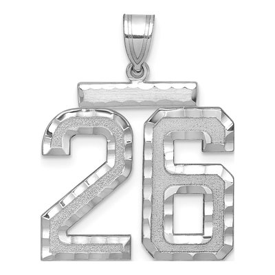 14K White Gold Number 26 Pendant