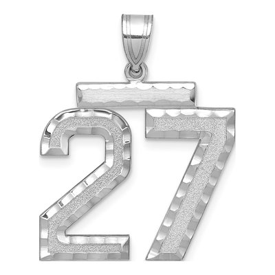 14K White Gold Number 27 Pendant