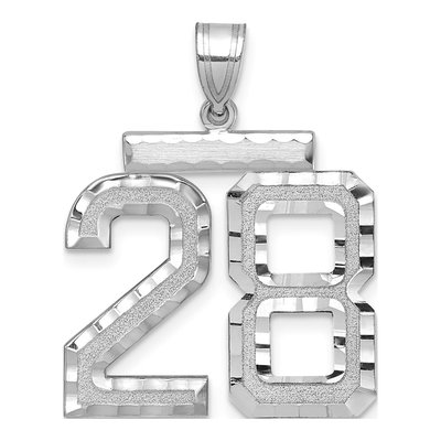 14K White Gold Number 28 Pendant