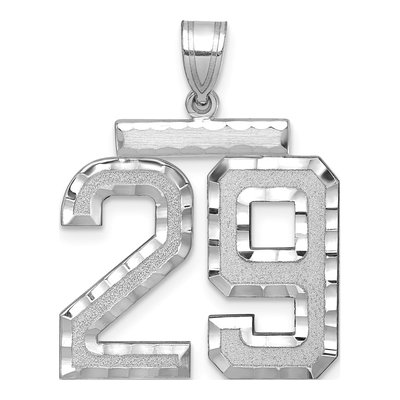 14K White Gold Number 29 Charm | Diamond-Cut