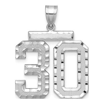 14K White Gold Number 30 Charm