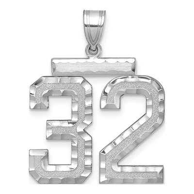 14K White Gold Number 32 Charm