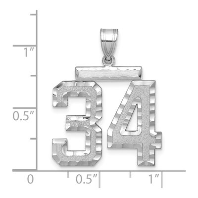 14K White Gold Number 34 Pendant – view 2