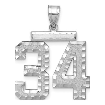 14K White Gold Number 34 Pendant