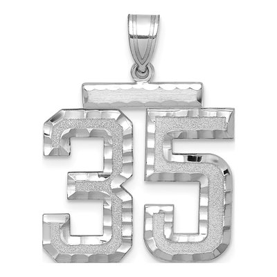 14K White Gold Number 35 Pendant