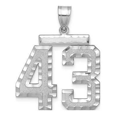 14K White Gold Large Number 43 Pendant