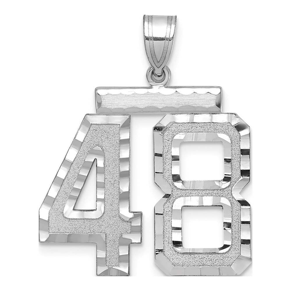 14K White Gold Number 48 Charm Pendant