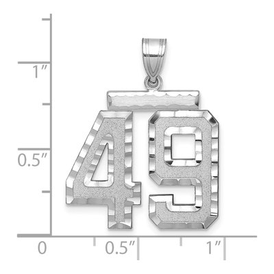 14K White Gold Large Number 49 Pendant – view 2