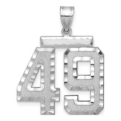 14K White Gold Large Number 49 Pendant