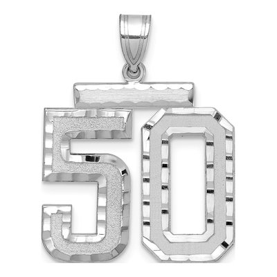 14K White Gold Number 50 Pendant