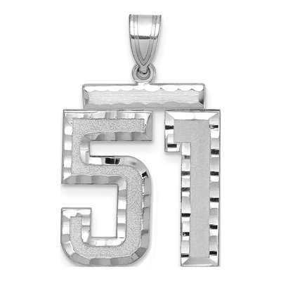 14K White Gold Number 51 Pendant