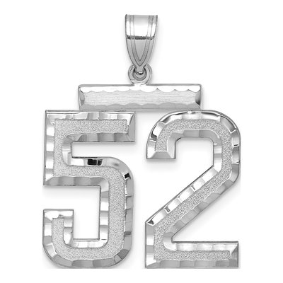 14K White Gold Number 52 Charm