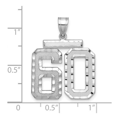 14K White Gold Number 60 Pendant – view 2