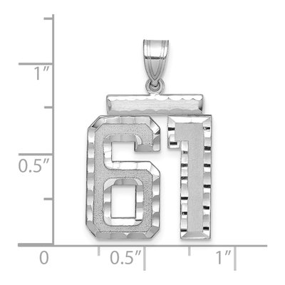 14K White Gold Number 61 Pendant – view 2
