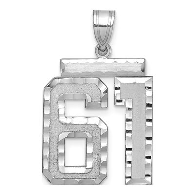 14K White Gold Number 61 Pendant