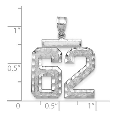 14K White Gold Number 62 Pendant – view 2