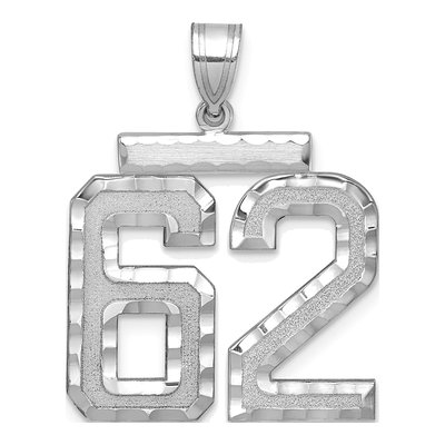 14K White Gold Number 62 Pendant