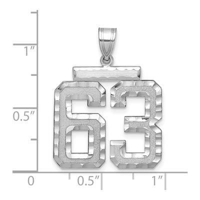 14K White Gold Number 63 Pendant – view 2