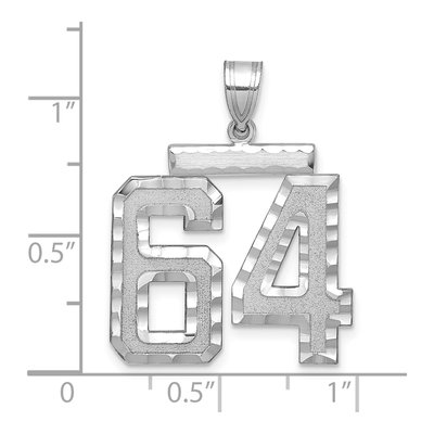 14K White Gold Number 64 Charm – view 2