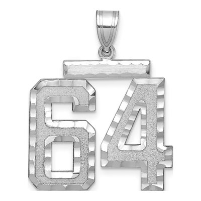 14K White Gold Number 64 Charm