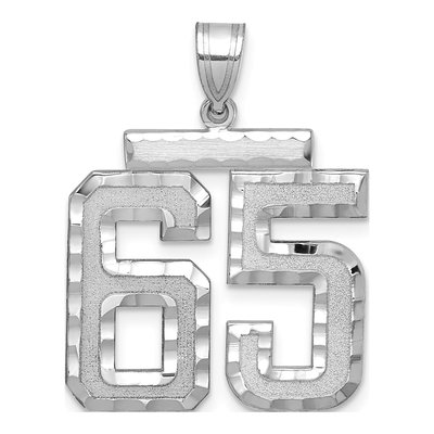 14K White Gold Number 65 Pendant