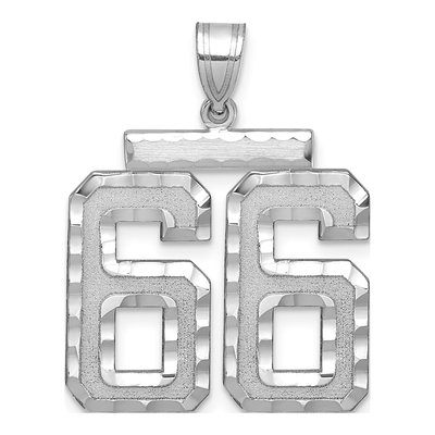 14K White Gold Number 66 Charm