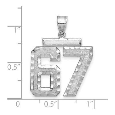 14K White Gold Number 67 Pendant – view 2
