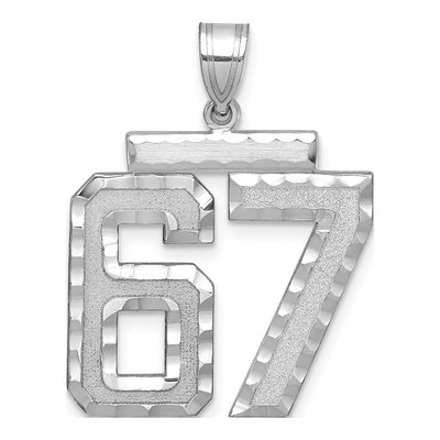 14K White Gold Number 67 Pendant