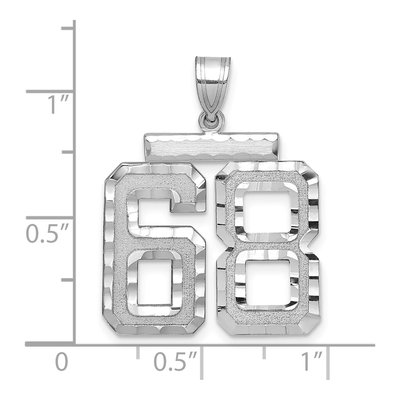 14K White Gold Number 68 Charm | Large Diamond-Cut – view 2