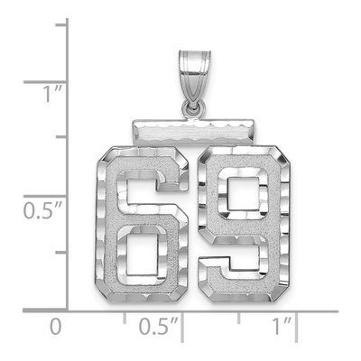 14K White Gold Number 69 Pendant – view 2