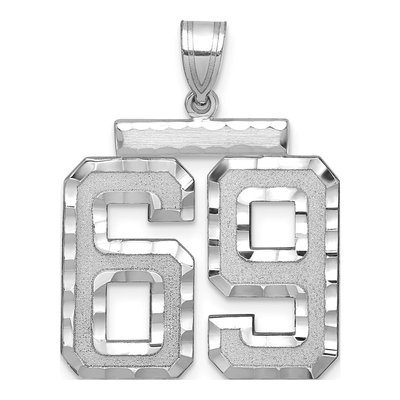 14K White Gold Number 69 Pendant